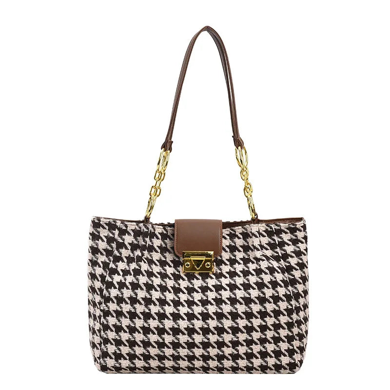 **Title:**  
Large Houndstooth Tote Bag