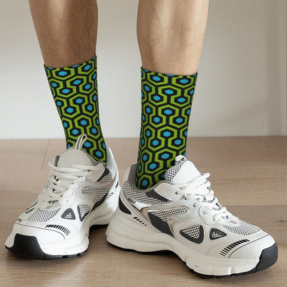 Modern Black & White Houndstooth Crew Socks for Men & Women