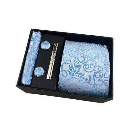 Men's Paisley 5-Piece Tie Gift Set with Pocket Square, Scarf, Cufflinks & Tie Clip