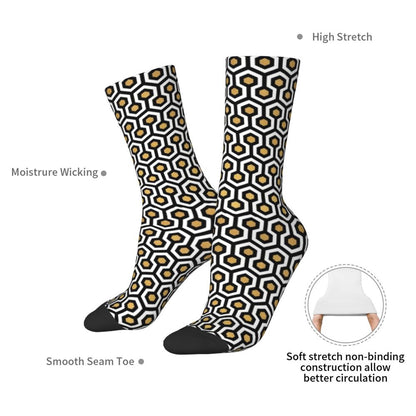 Modern Black & White Houndstooth Crew Socks for Men & Women