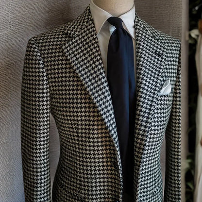 Men's Tailored Houndstooth Business Blazer
