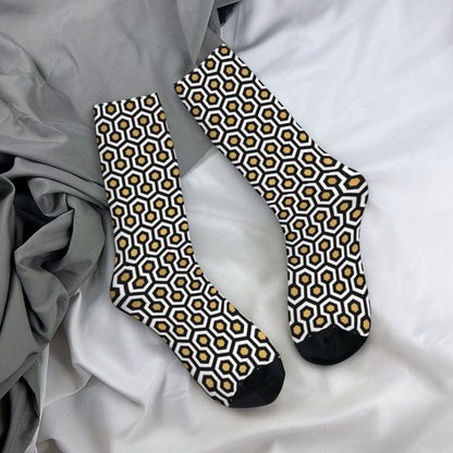 Modern Black & White Houndstooth Crew Socks for Men & Women