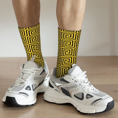 Modern Black & White Houndstooth Crew Socks for Men & Women