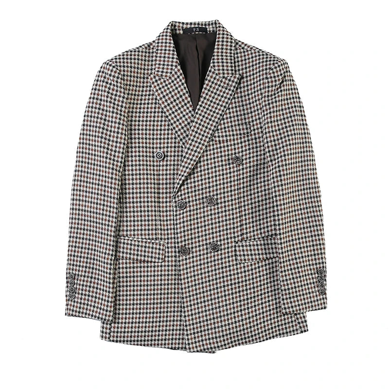 **Title:**  
Men's British Style Slim Fit Houndstooth Blazer