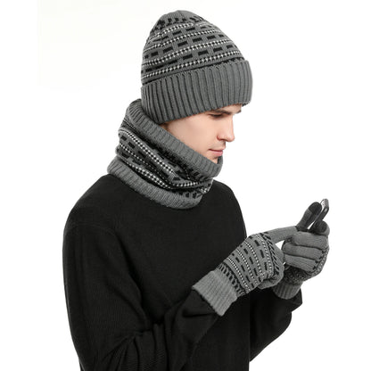 Unisex Winter Warm Set | Knit Beanie, Fleece-Lined Scarf & Touchscreen Gloves