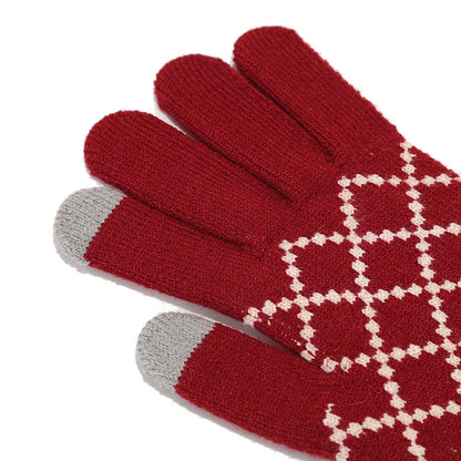 Unisex Premium Wool Winter 3-Piece Set | Plaid Knit Beanie, Scarf & Touchscreen Gloves