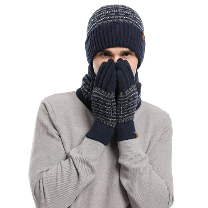 Unisex Winter Warm Set | Knit Beanie, Fleece-Lined Scarf & Touchscreen Gloves