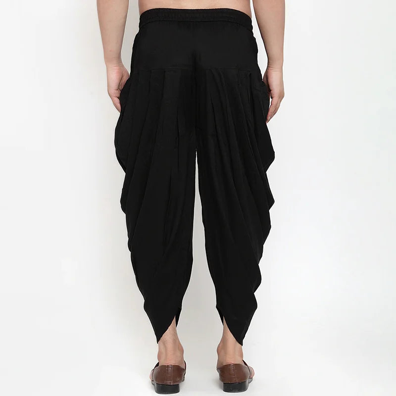 **Title:**  
Men's Pleated Dhoti Pants - Black Vetti Dhuti