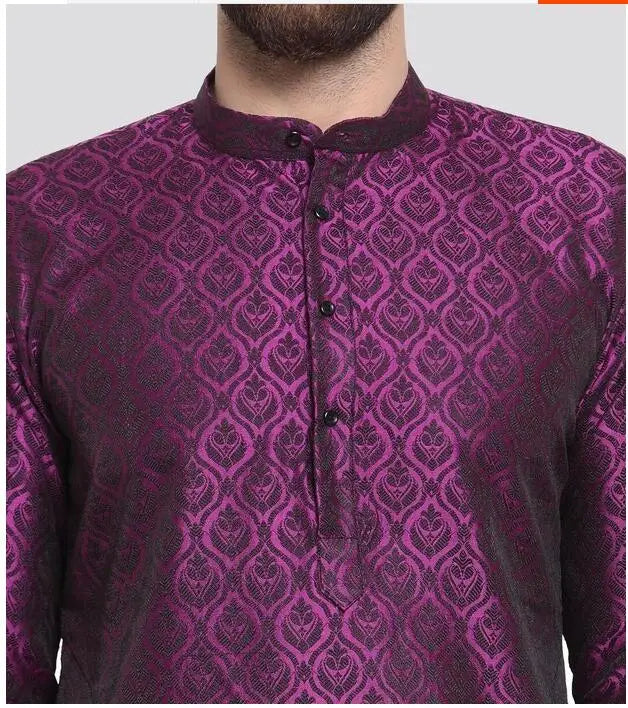 **Title:**  
2023 Traditional Indian Men's Ethnic Wear - Long Sleeve Casual Dress