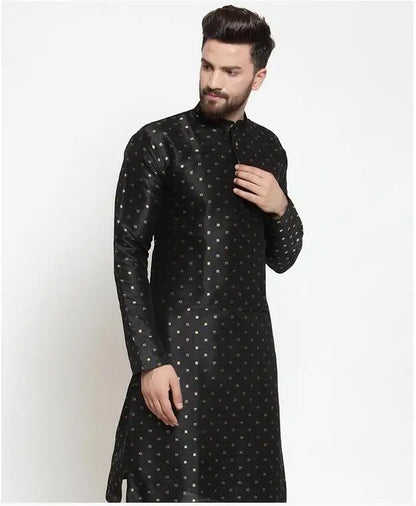 Men's Black Embroidered Kurta | Traditional Indian Ethnic Wear