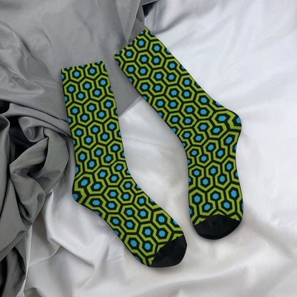 Modern Black & White Houndstooth Crew Socks for Men & Women