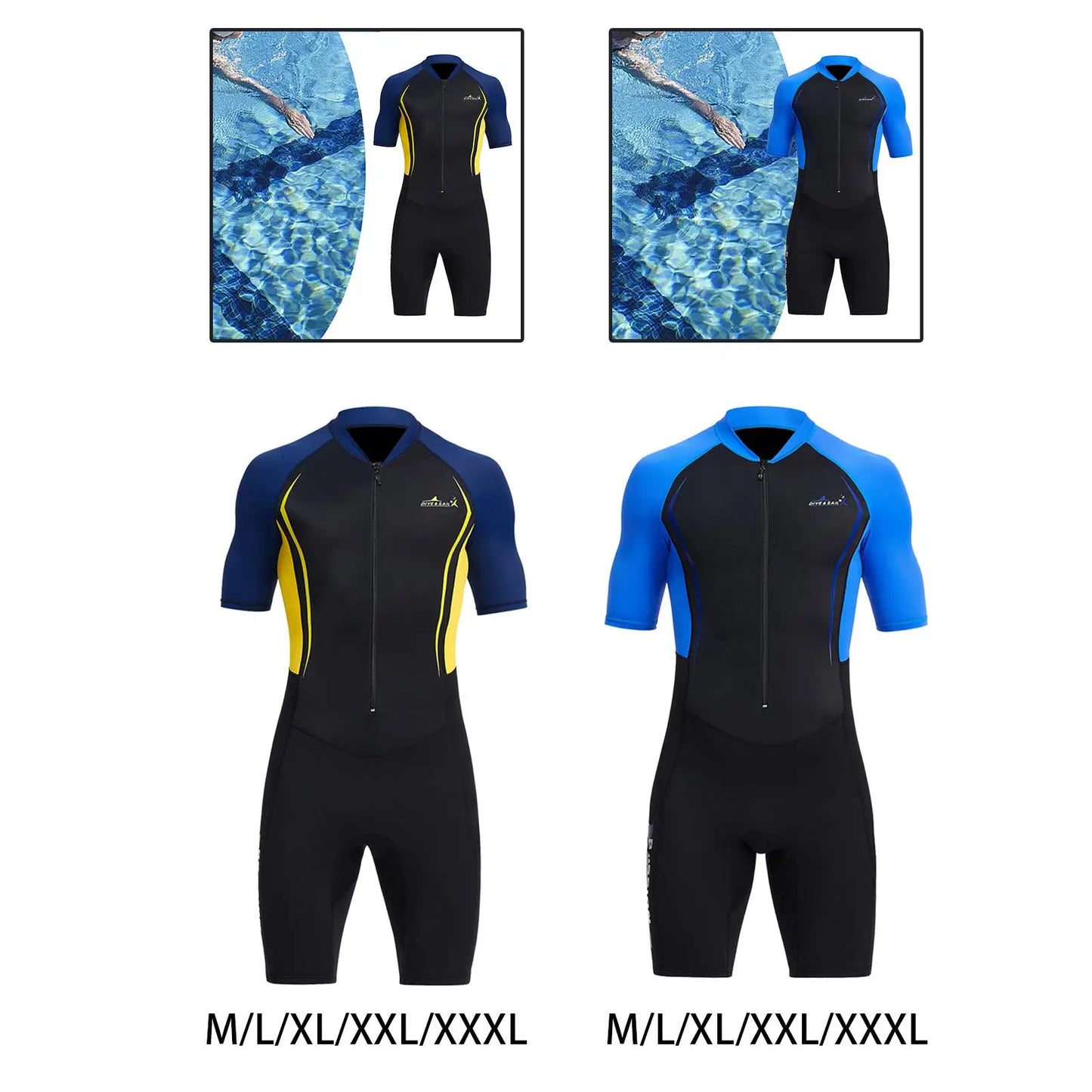 **Title:**  
Men's Shorty Wetsuit - Sun Protective Short Sleeve Full Body Suit