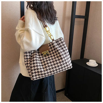 Large Houndstooth Tote Bag