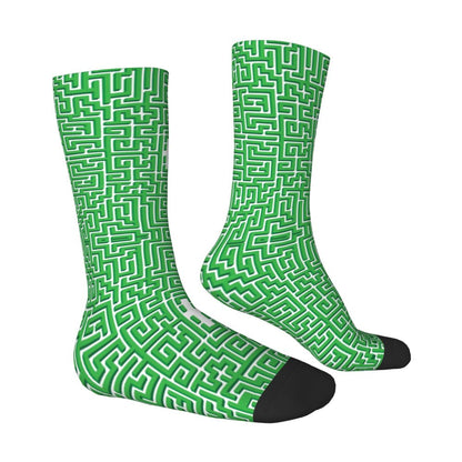 Modern Black & White Houndstooth Crew Socks for Men & Women