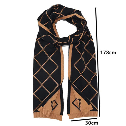 Unisex Premium Wool Winter 3-Piece Set | Plaid Knit Beanie, Scarf & Touchscreen Gloves