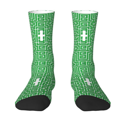 Modern Black & White Houndstooth Crew Socks for Men & Women