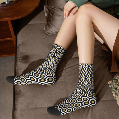 Modern Black & White Houndstooth Crew Socks for Men & Women
