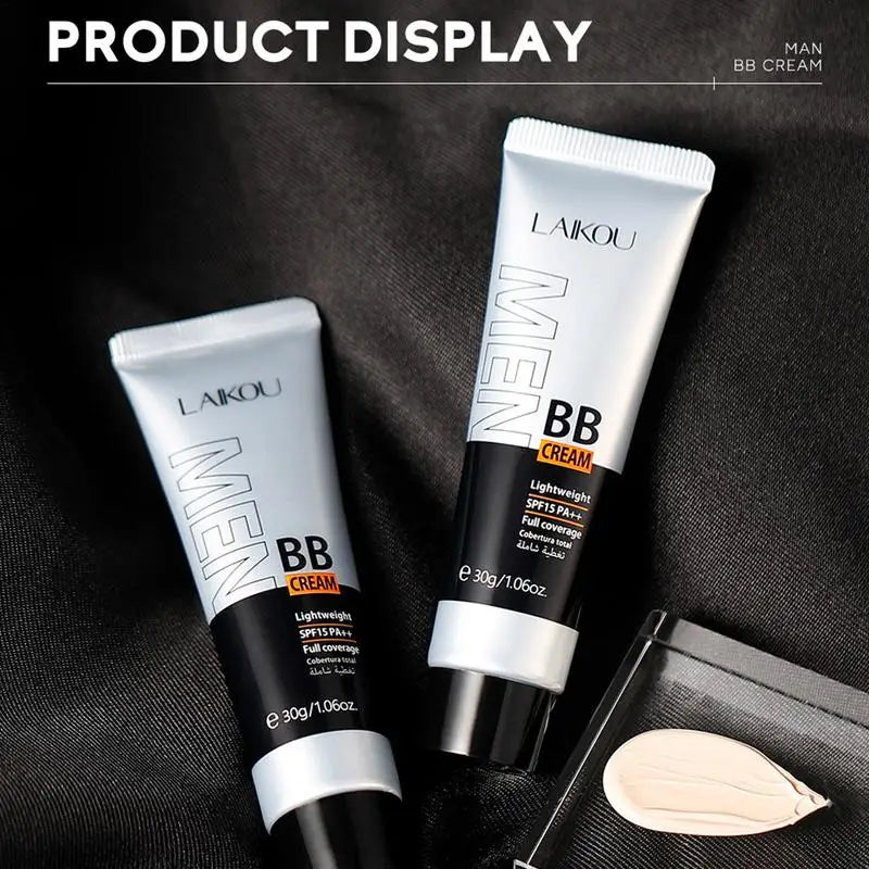 **Title:**  
BB Cream for Men - All-in-One Moisturizer & Foundation

**Description:**  
Achieve a flawless complexion with our BB Cream for Men, a multifunctional product that combines face moisturizer, makeup foundation, and