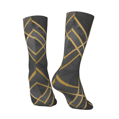 Modern Black & White Houndstooth Crew Socks for Men & Women