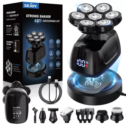 H1927 6-in-1 Rechargeable 7D Head Shaver & Grooming Kit