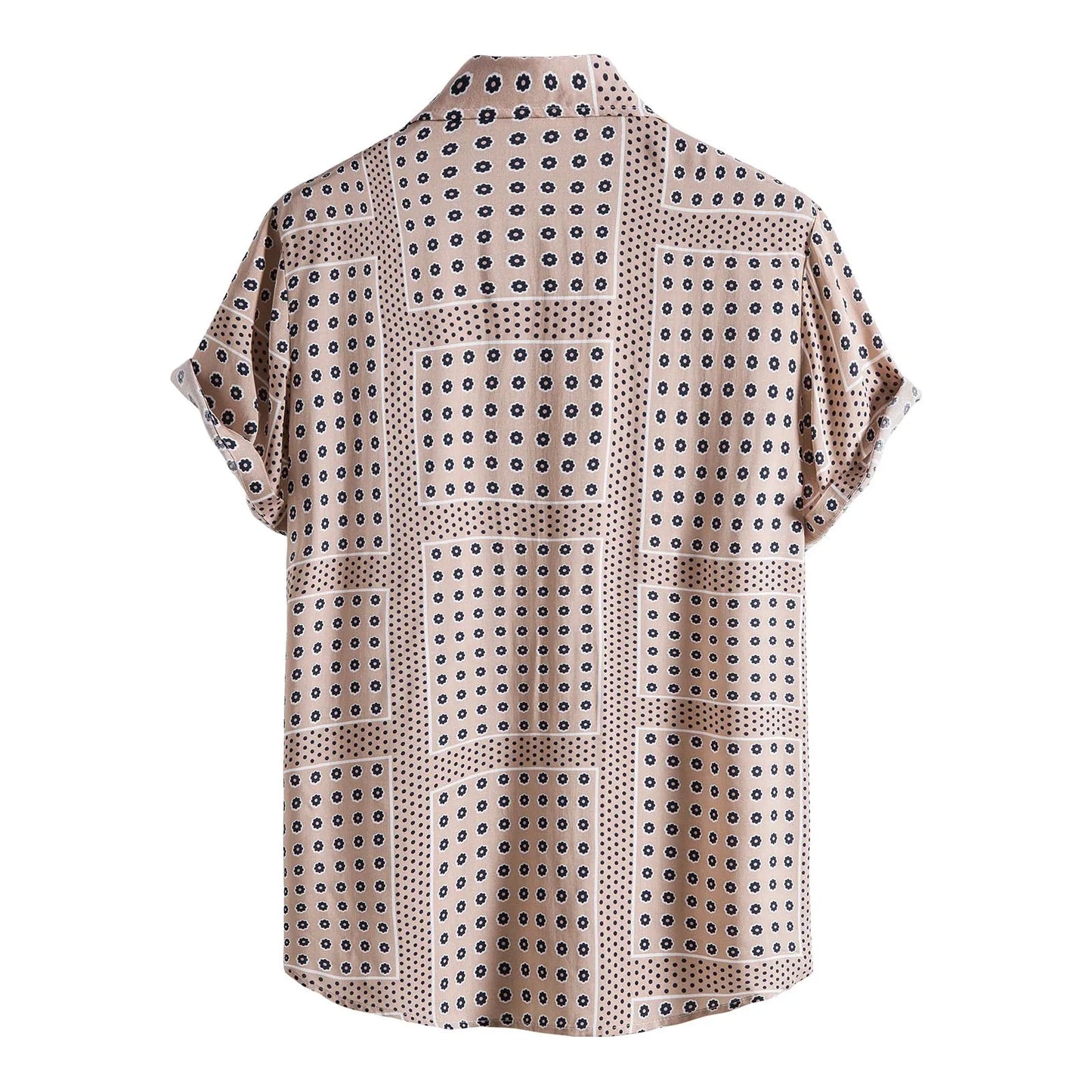 **Title:**  
 Men's Casual Houndstooth Plaid Short Sleeve Beach Blouse