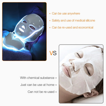 7-Color LED Facial Mask with Neck Light | Skin Rejuvenation, Anti-Aging & Light Therapy Device