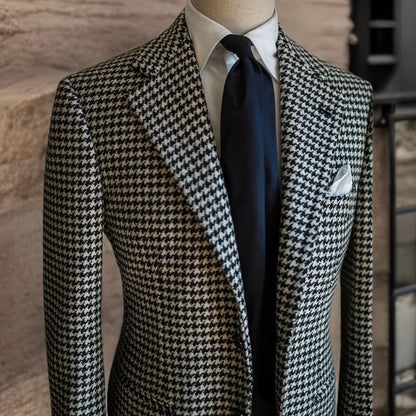 Men's Tailored Houndstooth Business Blazer