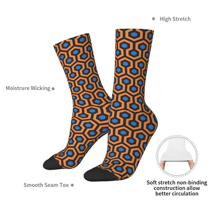 Modern Black & White Houndstooth Crew Socks for Men & Women