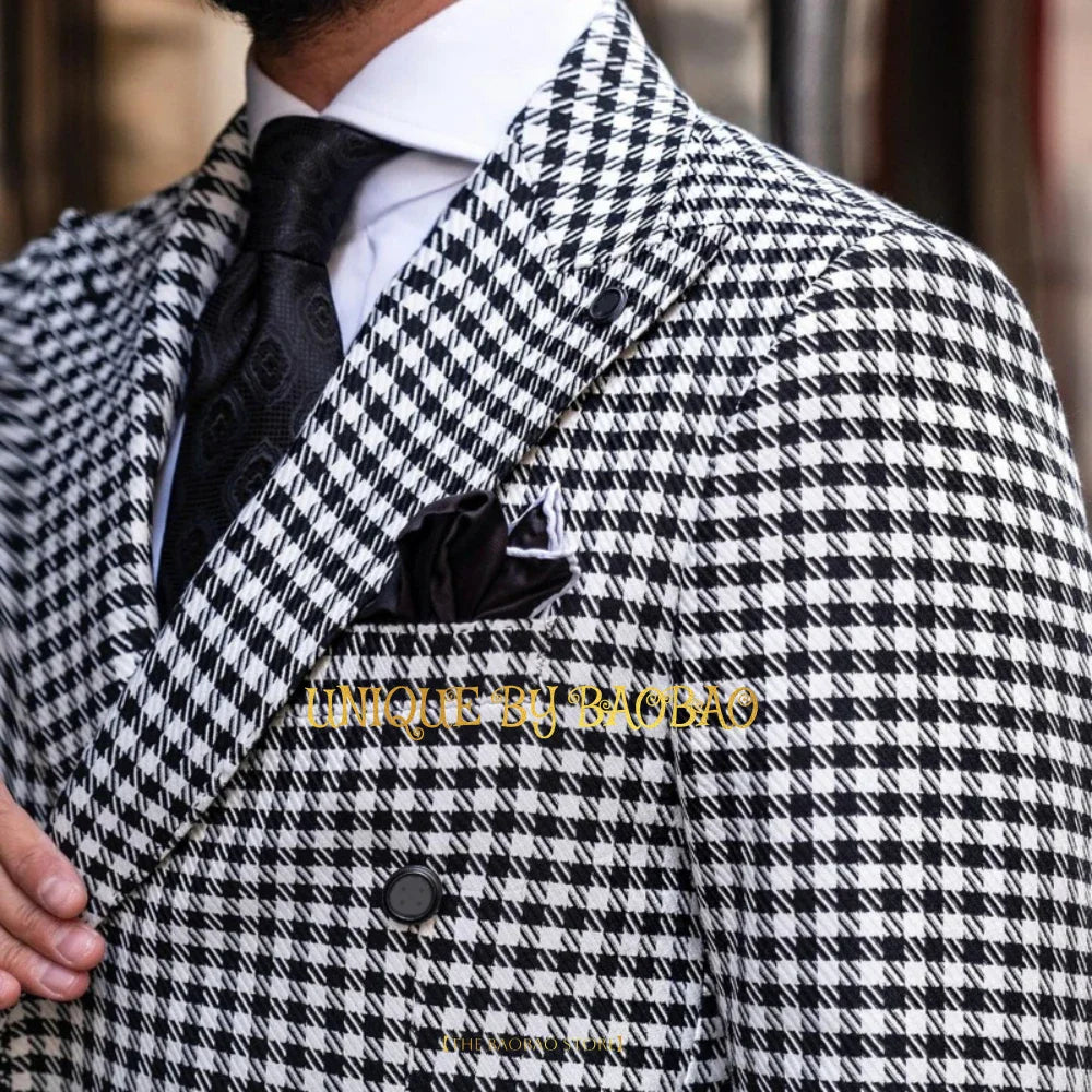 **Title:**  
Men's 2-Piece Houndstooth Wedding Suit