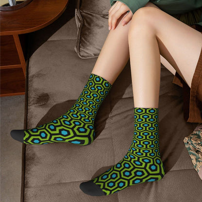 Modern Black & White Houndstooth Crew Socks for Men & Women