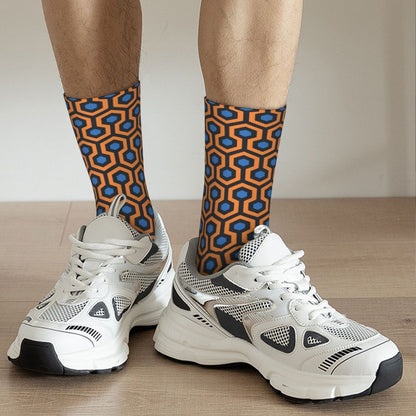 Modern Black & White Houndstooth Crew Socks for Men & Women