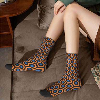 Modern Black & White Houndstooth Crew Socks for Men & Women