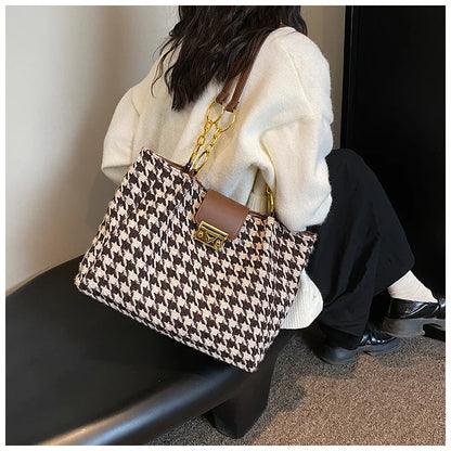 Large Houndstooth Tote Bag
