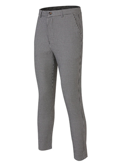 Men's Slim Fit Houndstooth Plaid Trousers | Four Season Business Pants