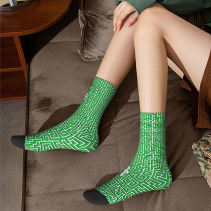 Modern Black & White Houndstooth Crew Socks for Men & Women