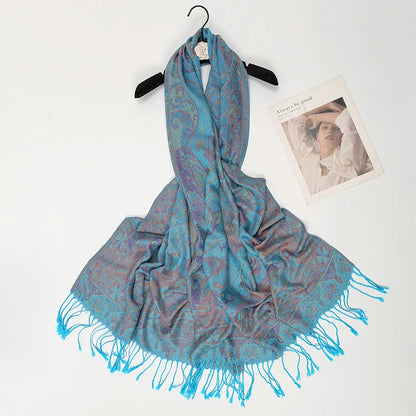 Thick Pashmina-Style Tassel Shawl
