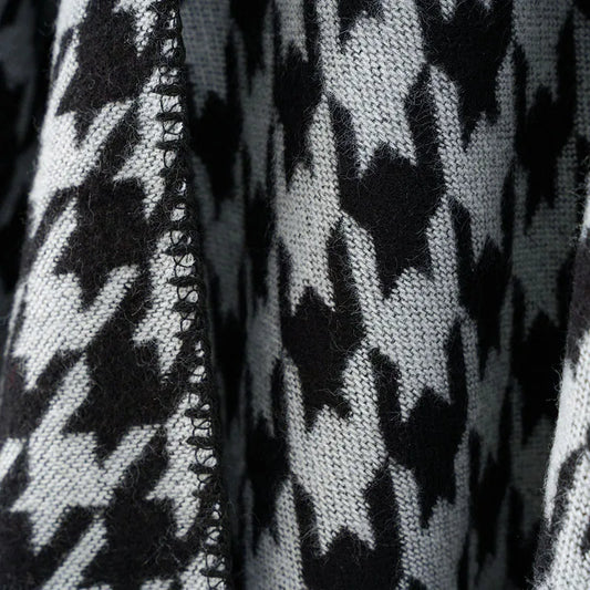 Houndstooth Blanket Wrap Poncho