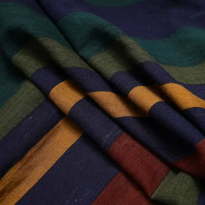 Men's Long Sleeve Striped Kaftan Robe | Lightweight Broadcloth