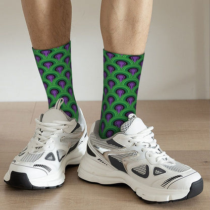 Modern Black & White Houndstooth Crew Socks for Men & Women