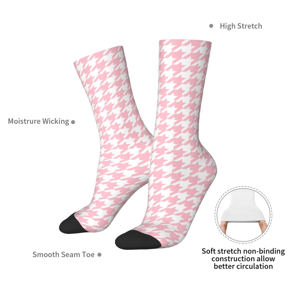 **Title:**  
Modern Black & White Houndstooth Crew Socks for Men & Women