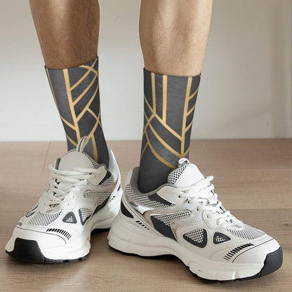 Modern Black & White Houndstooth Crew Socks for Men & Women