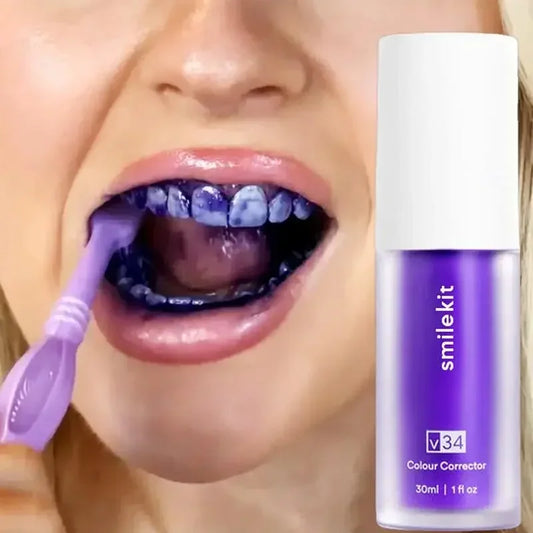 V34 Smilekit Purple Whitening Toothpaste - Stain Removal & Brightening Care