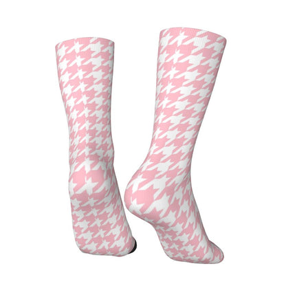 Modern Black & White Houndstooth Crew Socks for Men & Women