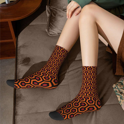 Modern Black & White Houndstooth Crew Socks for Men & Women