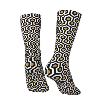 Modern Black & White Houndstooth Crew Socks for Men & Women