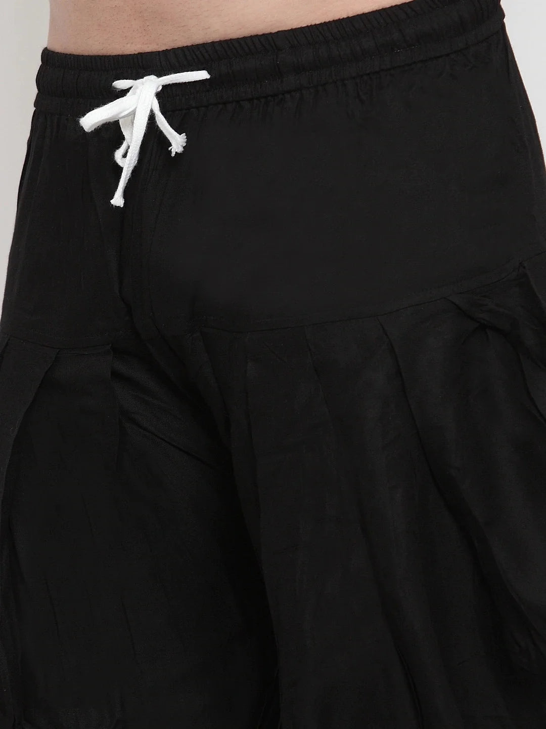 **Title:**  
Men's Pleated Dhoti Pants - Black Vetti Dhuti