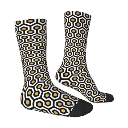 Modern Black & White Houndstooth Crew Socks for Men & Women
