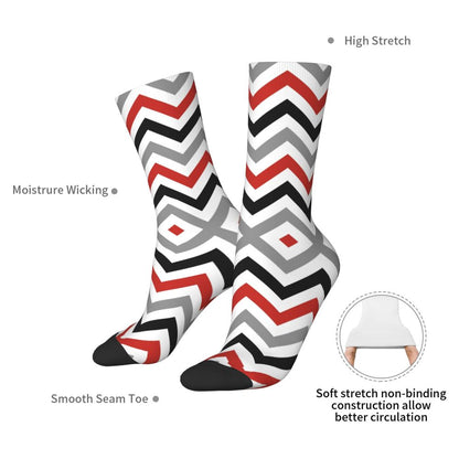 Modern Black & White Houndstooth Crew Socks for Men & Women