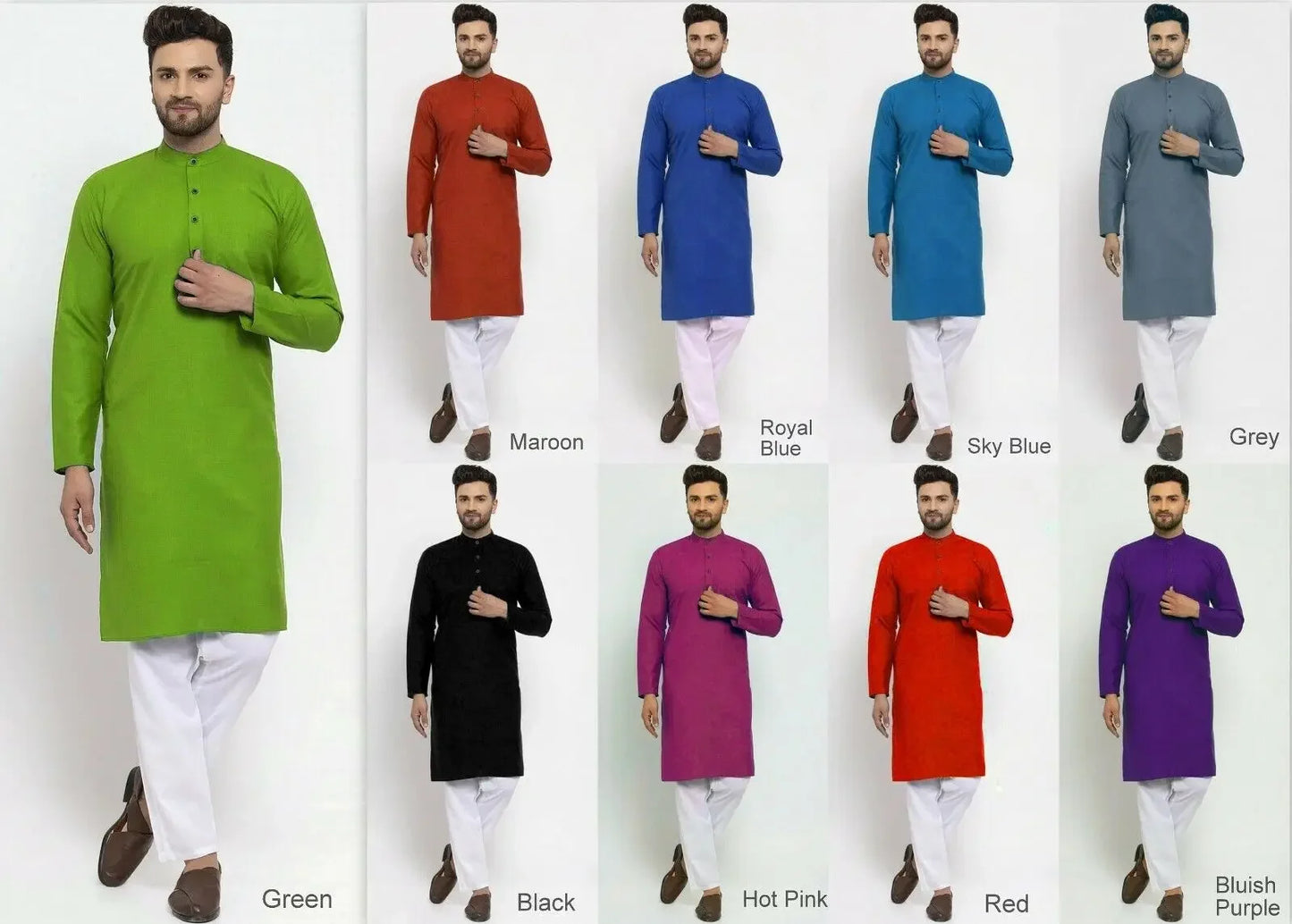 **Title:**  
Men's Cotton Kurta Pajama Set - Traditional Indian Ethnic Wear