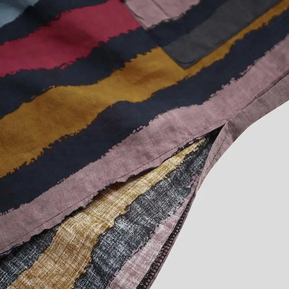 Men's Long Sleeve Striped Kaftan Robe | Lightweight Broadcloth